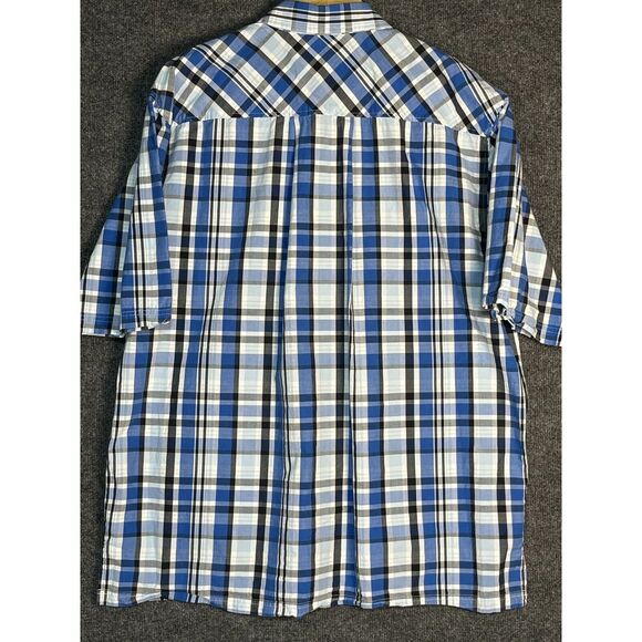 South Pole Hexagon Mens Shirt Button Up Short Sleeve Blue‎ Plaid 100% Cotton XL - Picture 6 of 10